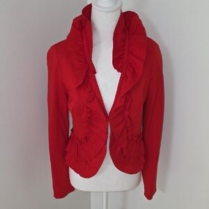 INC International Concepts Red Ruffled Blazer